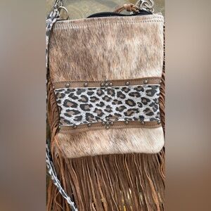 Holy Cow Couture Cross Body Bag, #4225 Brindle HOH, 25” strap drop.